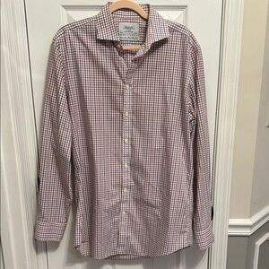 Charles Tyrwhitt Red White and Blue Checkered Non Iron Extra Slim Fit Shirt Sz16